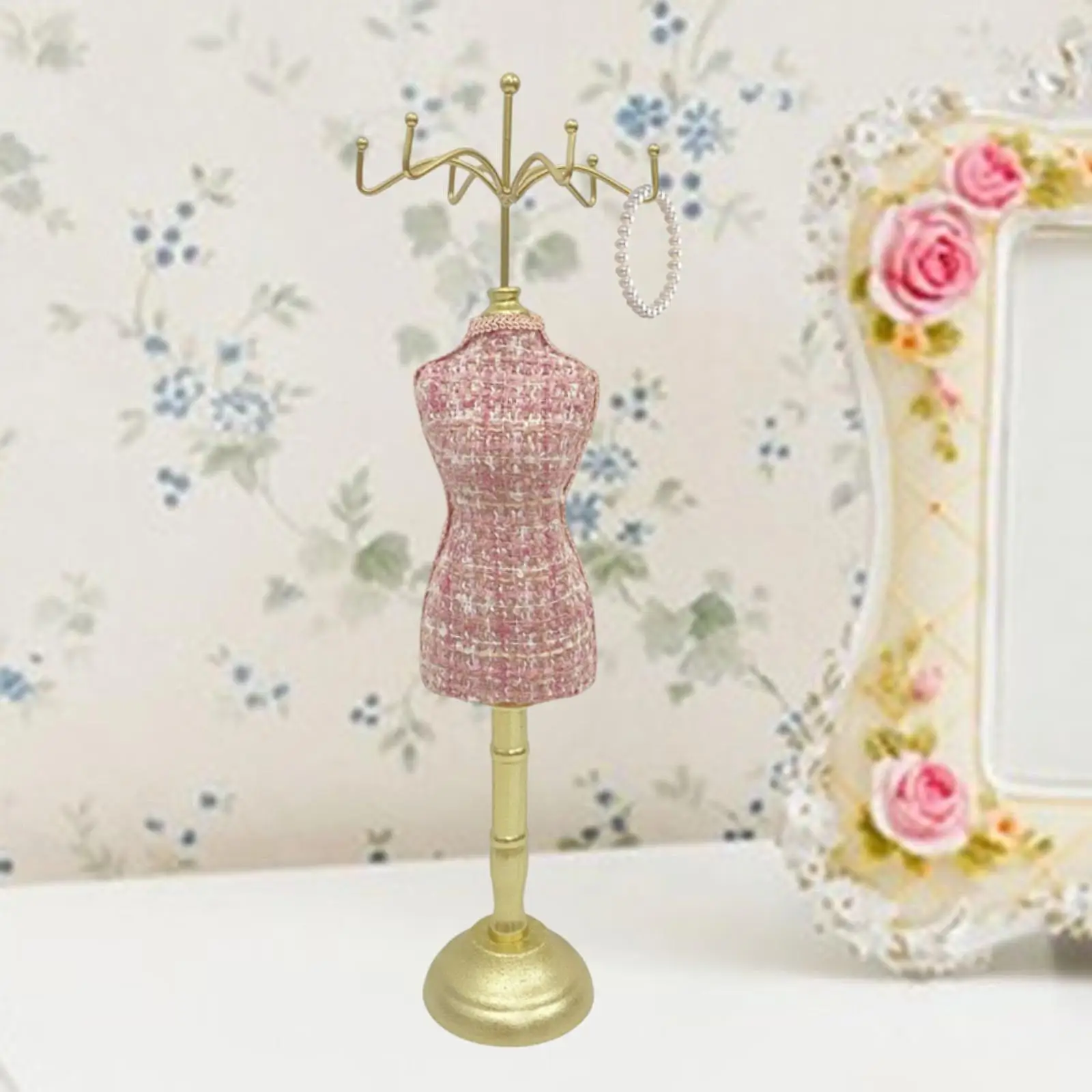 

Jewelry Display Stand Jewelry Holder Mannequin Dress Easy to Use Necklace Showcase Hanging Rack Organizer for Desktop Dresser