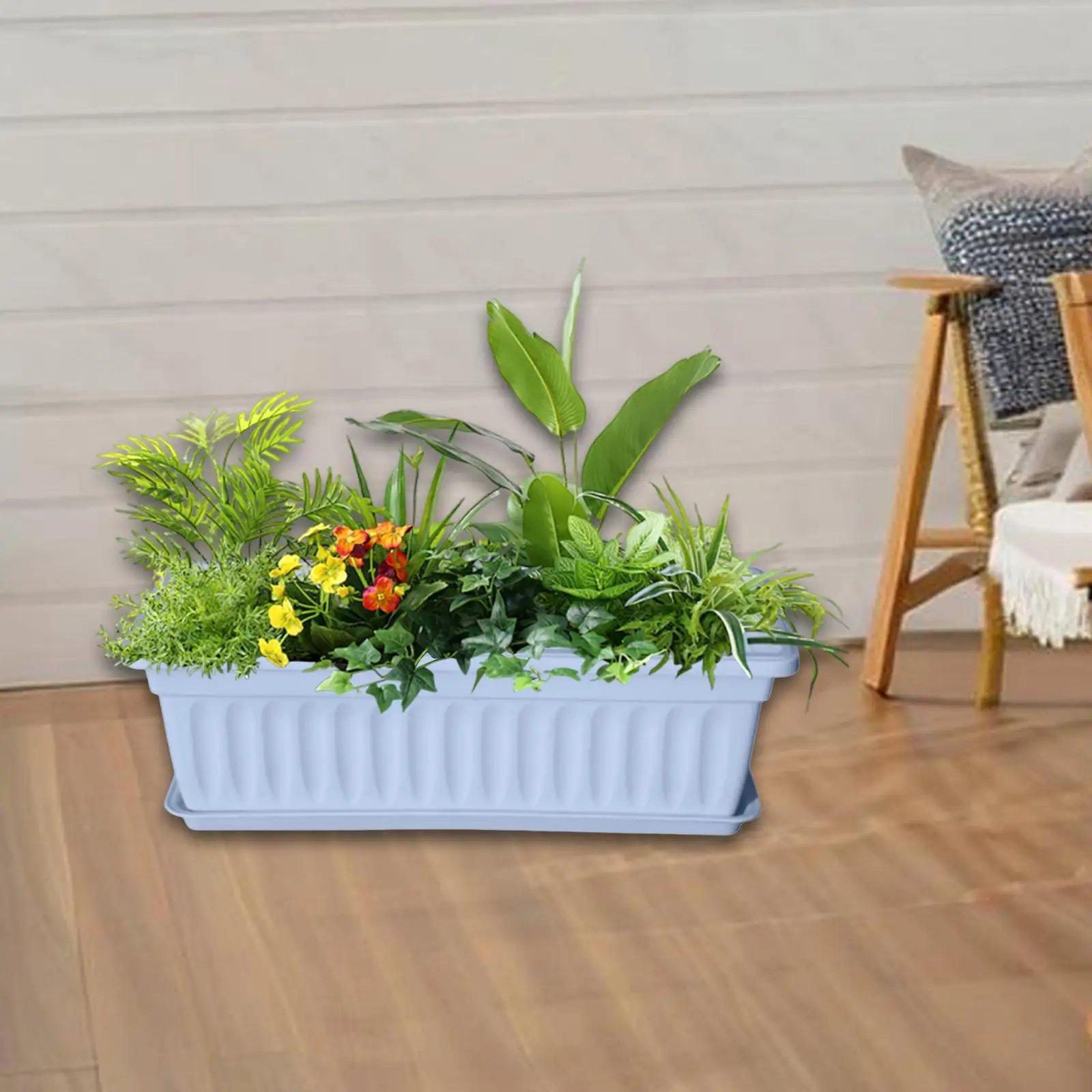 Flower Pot Window Box Planter Plant Holder Plant Pot Rectangle Planter Box for Deck Patio Fence Railing 19.69x8.27x5.51inch
