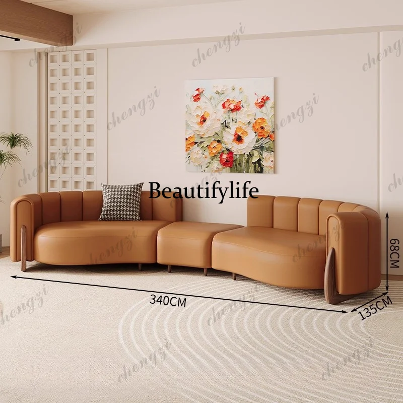Cream wind sofa living room small apartment simple modern curved beauty salon sitting area minimalist sofa