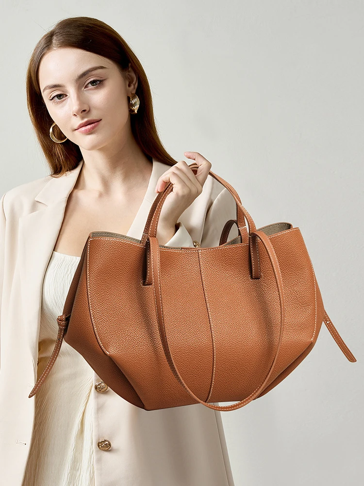 

Designer luxury leather women's bag top layer cowhide large-capacity tote bag casual and versatile multi-functional shoulder bag