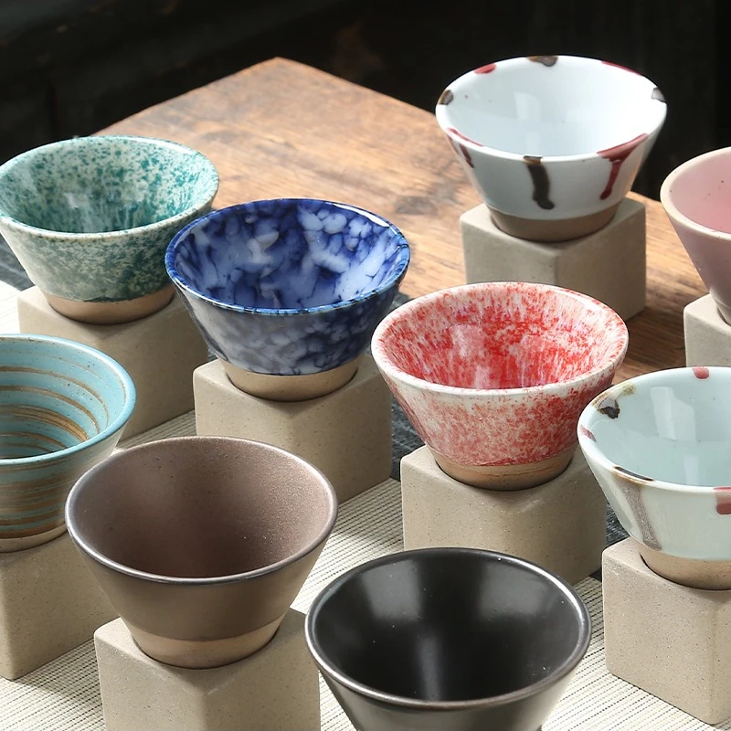 100ML Creative Retro Ceramic Coffee Cup Rough Pottery Tea Cup Japanese Latte Pull Flower Porcelain Cup Household New Pottery Mug