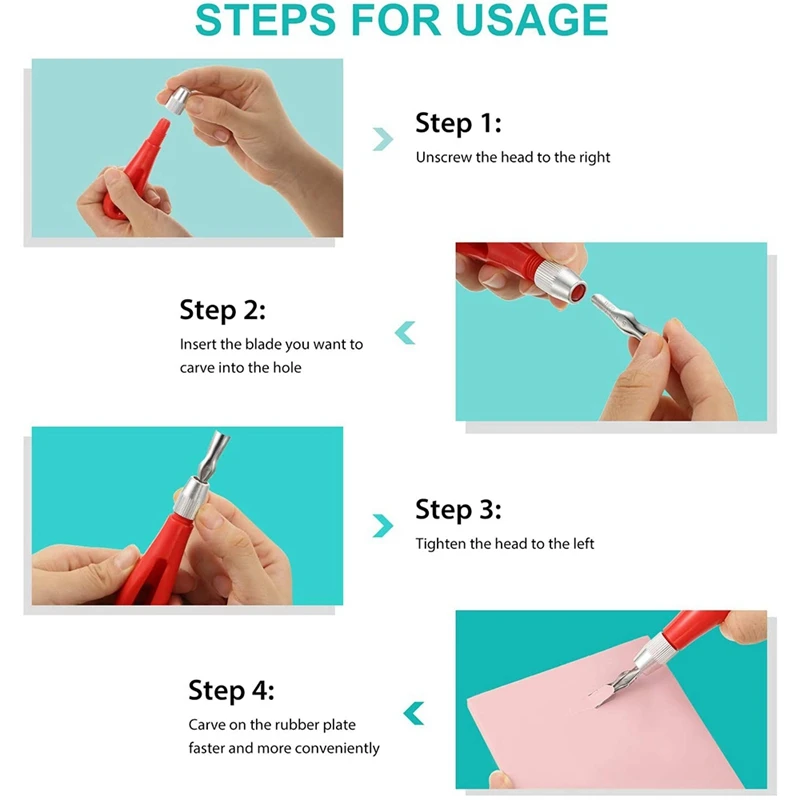 2X Rubber Stamp Making Kit,Block Printing Tool Kit,Linoleum Cutter With 6 Type Blades,Tracing Paper For Stamp Carving