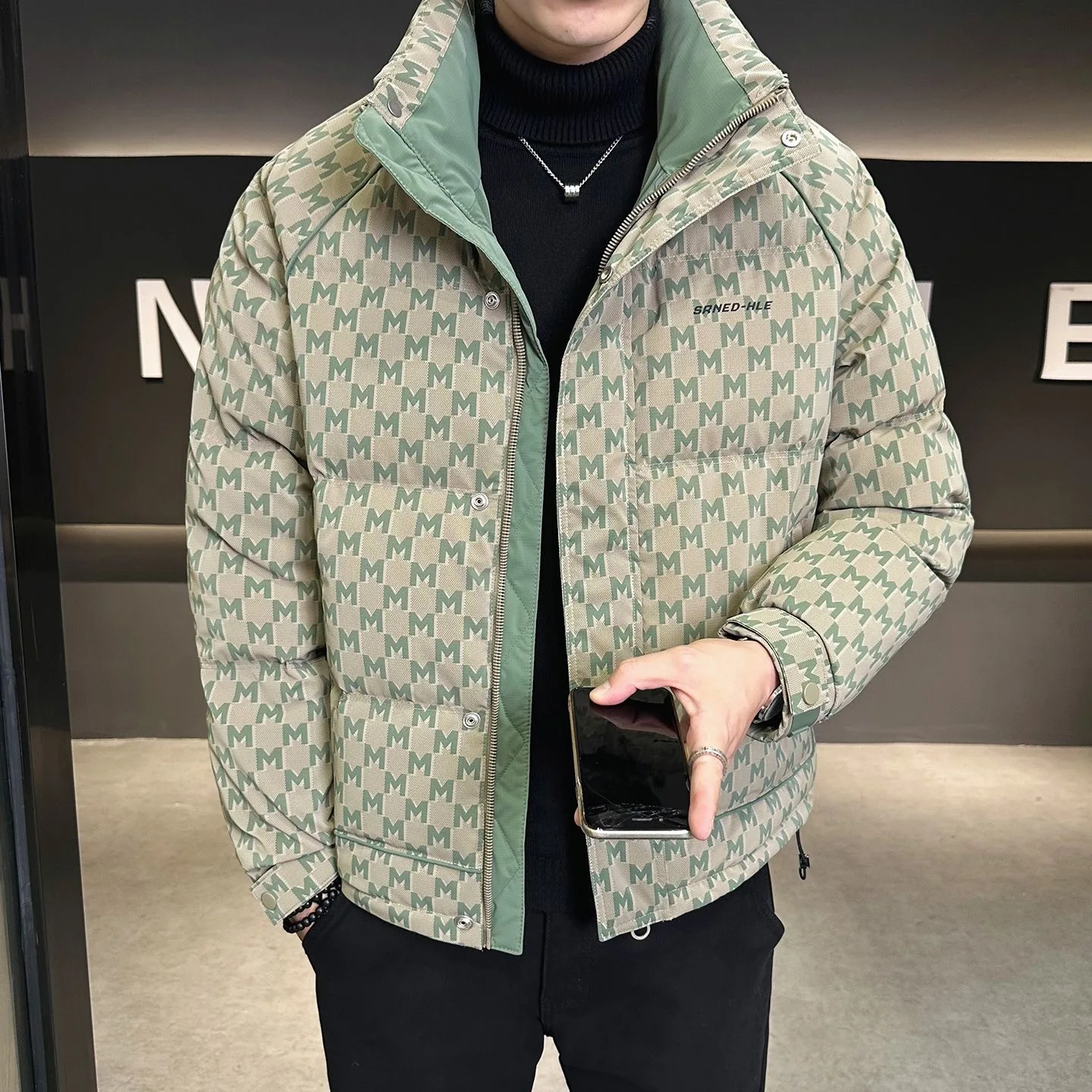 

Зимняя куртка с принтом, приталенная, утепленная, мужская, модная, ультратонкая, из покрытой ткани, длинная...