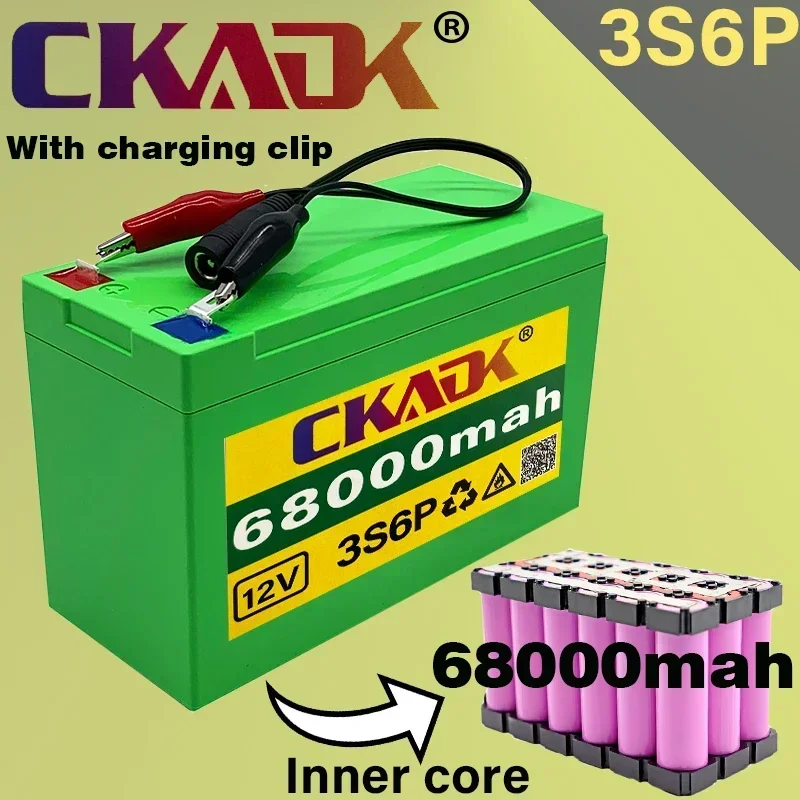 

100% New 12V68Ah 18650 battery pack 3S6P built-in high current 30A with BMS, for spray, trolley, children's electric vehicle BMS