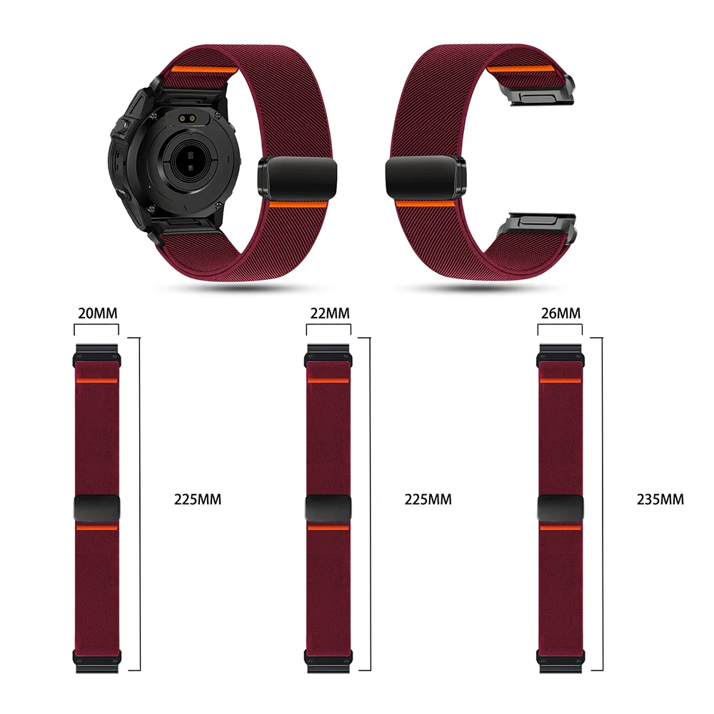 Elastic Nylon Watch Strap for Garmin Quickfit Fenix 6 7 8 Magnetic Buckle 20mm 22mm 26mm Quatix Tactix Sport Watchband view 6