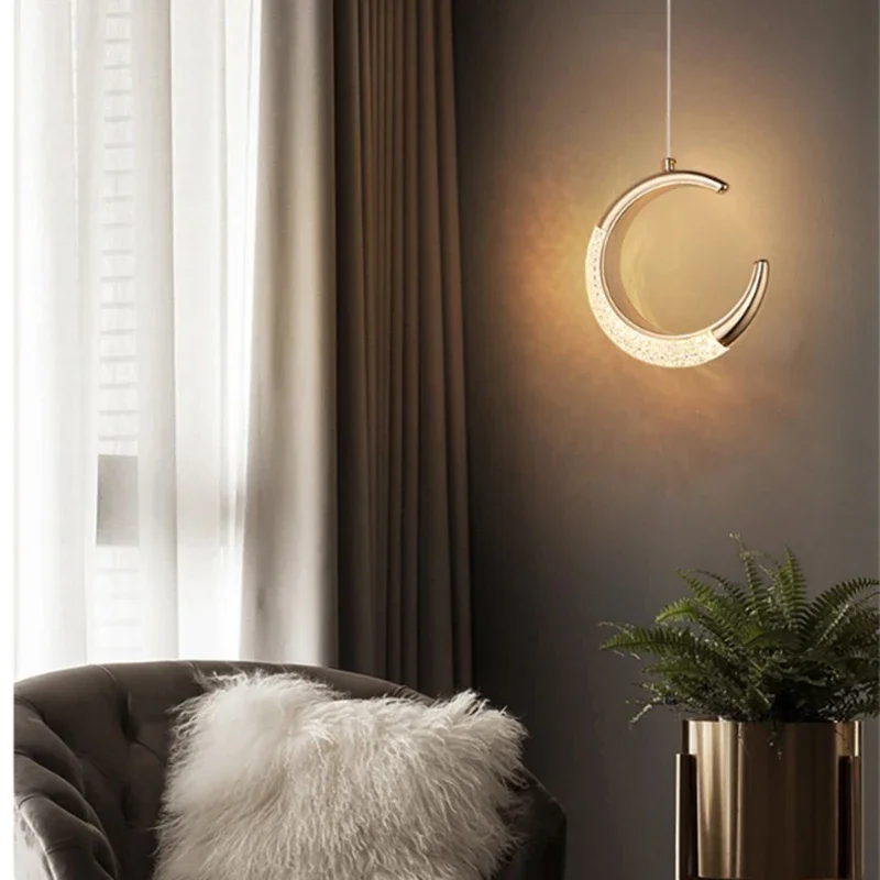 Modern Luxury Moon Chandelier Stylish Bedroom Ceiling Lamp Creative Moon Light for Living Room Home Decoration Ambient Lighting