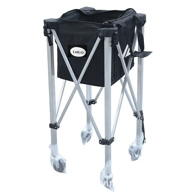 Factory Wholesale Portable Large Capacity Tennis Ball Hopper Cart Custom Logo Tennis Teaching Trolley For Sports Use
