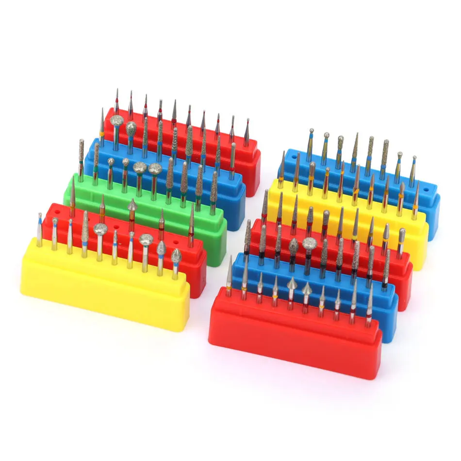 

1BOX Dental Diamond Burs Set Lab Material Dentistry Grinding Tools With Storage Box for High Speed Handpiece Various Functions