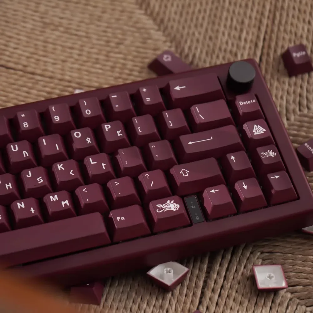 GMK BLOT juego completo de teclas con temática PBT, tapa de teclado roja oscura personalizada, perfil de cereza, accesorios de teclado mecánico