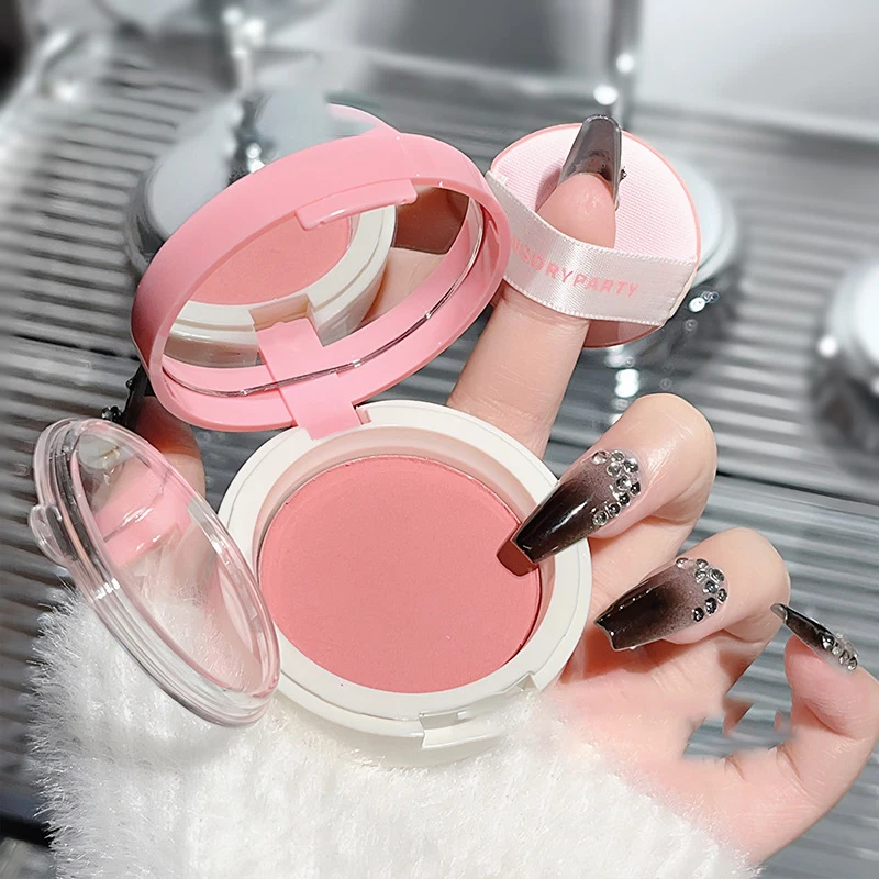 وسادة هوائية أحمر الخدود الطين ماتي المخملية ضباب السلس الخد تينت الخوخ الوردي أحمر الخدود مع نفخة المطاط الكورية Dupes ماكياج النساء مستحضرات التجميل