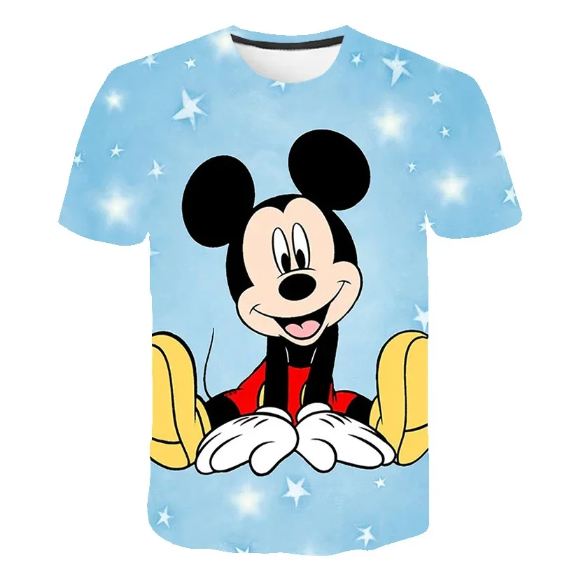 

2024 Disney Mickey Mouse 3d Print Short Sleeve Harajuku Kids Boys Tops Children Fashion Tshirt 1-14 Years Kids TShirt