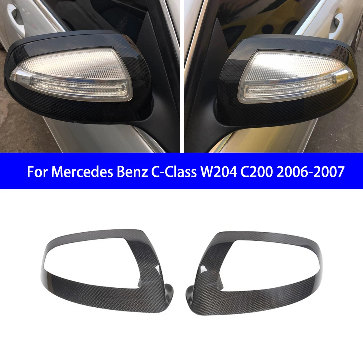 

Suitable for 2008-2009 Mercedes Benz C-Class W204 C200 Carbon Fiber Adhesive Rearview Mirror Housing