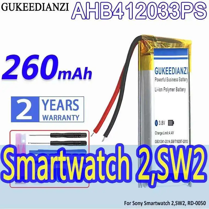 Высокая емкость 260 мАч, высокая эффективность для Sony Smartwatch 2, SW2, RD-0050, аккумулятор для часов AHB412033PS