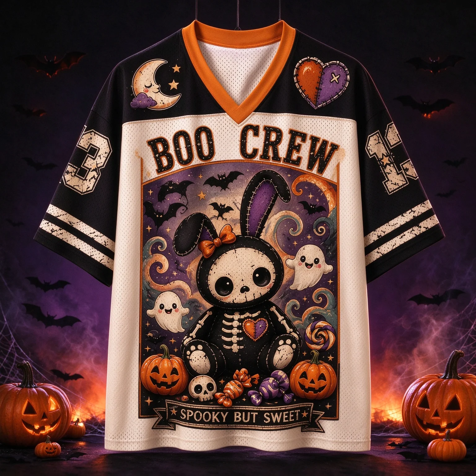 Halloween Boo Crew Retro T-Shirt Mens Womens Kids Polyester Quick Dry Spooky Bunny Ghost Family Matching Holiday Party Tops