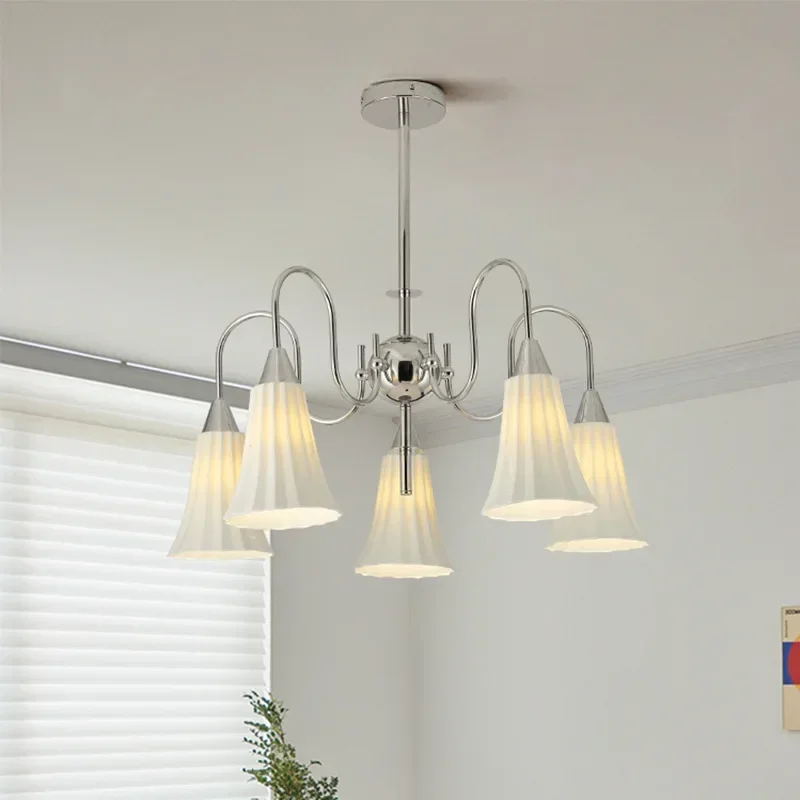 French retro ceramic chandelier Bauhaus cream wind ancient lamp