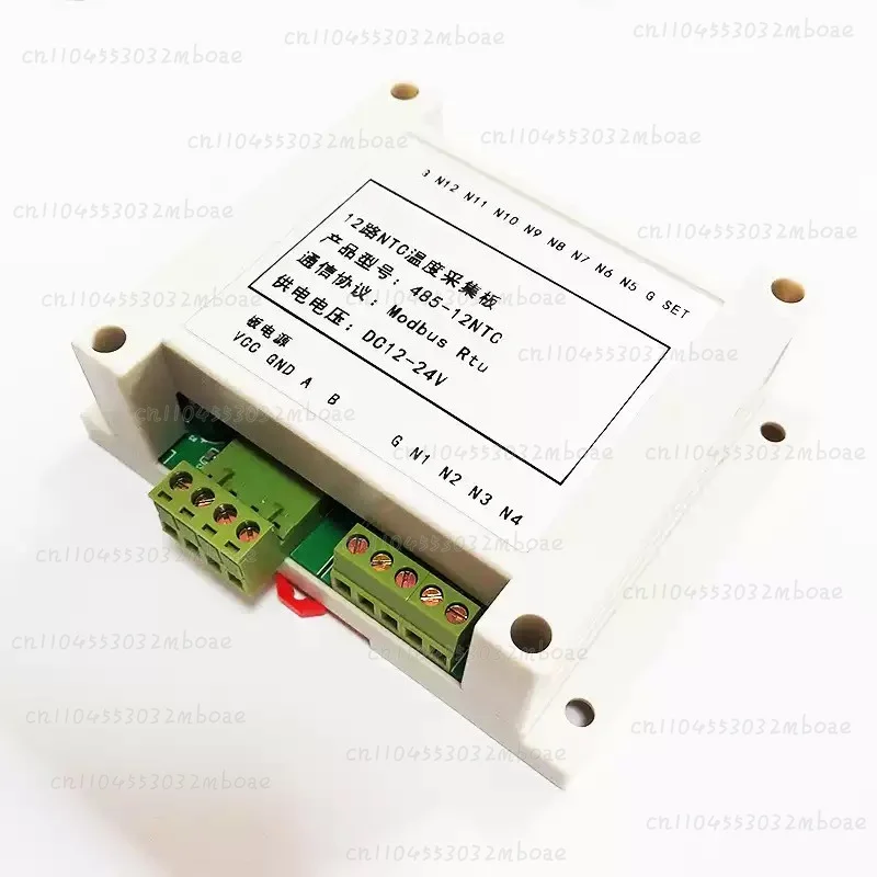 12-Channel NTC Temperature Transmitter 10K Thermistor To RS485  RTU Communication Temperature Collector