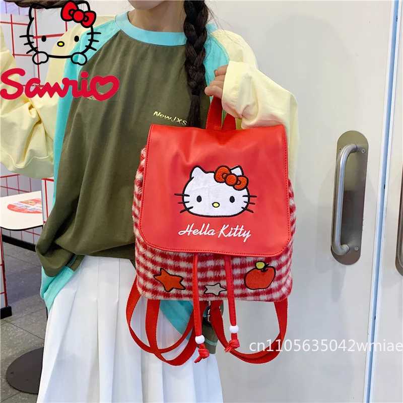 Hello Kitty New Women's Drawstring Backpack Fashionable High Quality Women's Backpack Cartoon Versatile Girls' Storage Backpack