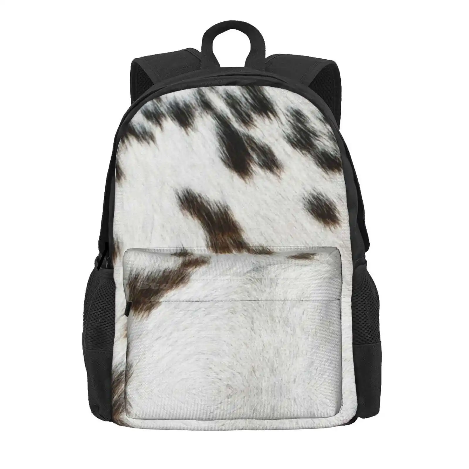 Cruelty Free Cowhide Tan, Black And White 2 Hot Sale Schoolbag Backpack Fashion Bags Cruelty Free Animal Skin Cowhide Leather