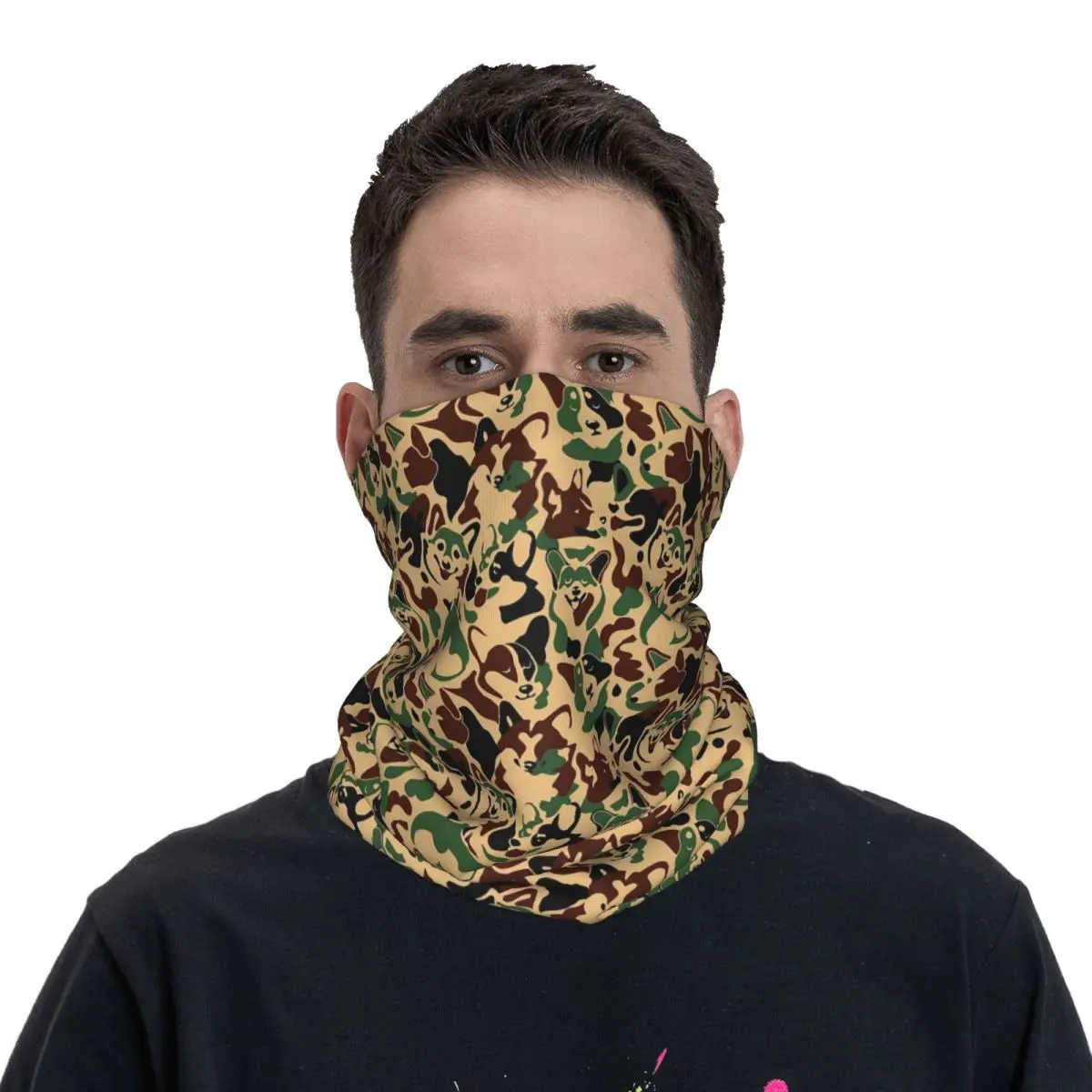 

Corgi Camouflage Merch Bandana Neck Gaiter Mask Scarf Summer Rider Face Mask Unisex All Season