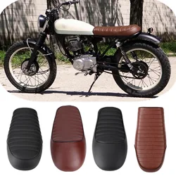 Vintage Motorcycle Flat Saddle PU Leather Waterproof Seat Cushion Comfortable Saddle Cushion Fits For CG125 GN CG CB400SS