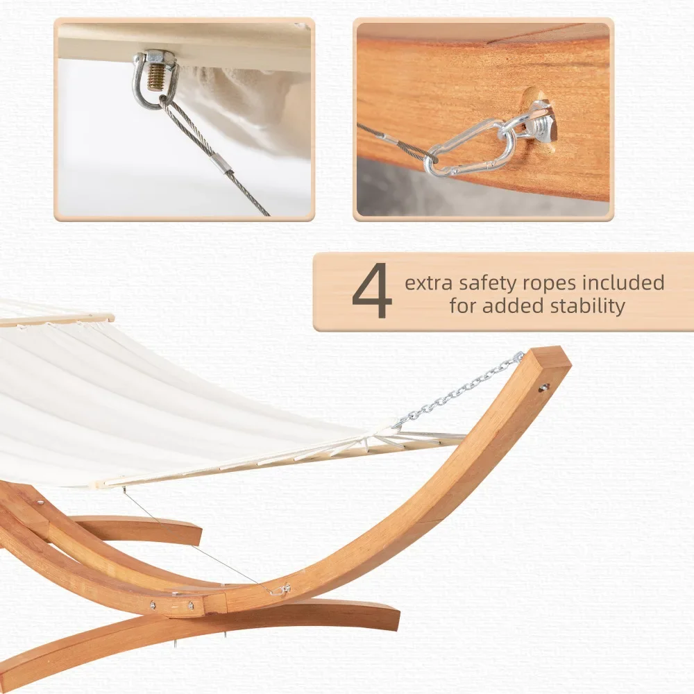 Outsunny Hamac extérieur avec support, cadre en bois robuste extra large, aucun arbre nécessaire, 12,8 'intérieur et extérieur style Boho sieste être