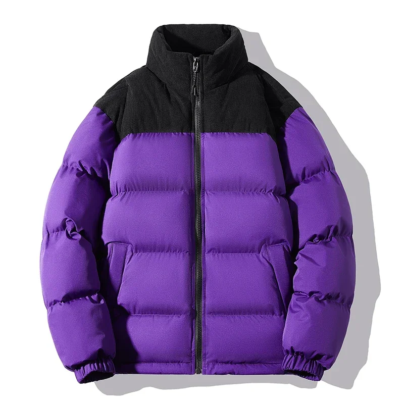 Jaqueta puffer de algodão acolchoada masculina, Parkas quentes casuais, casacos de cor sólida, casacos grossos de inverno, roupas masculinas, moda