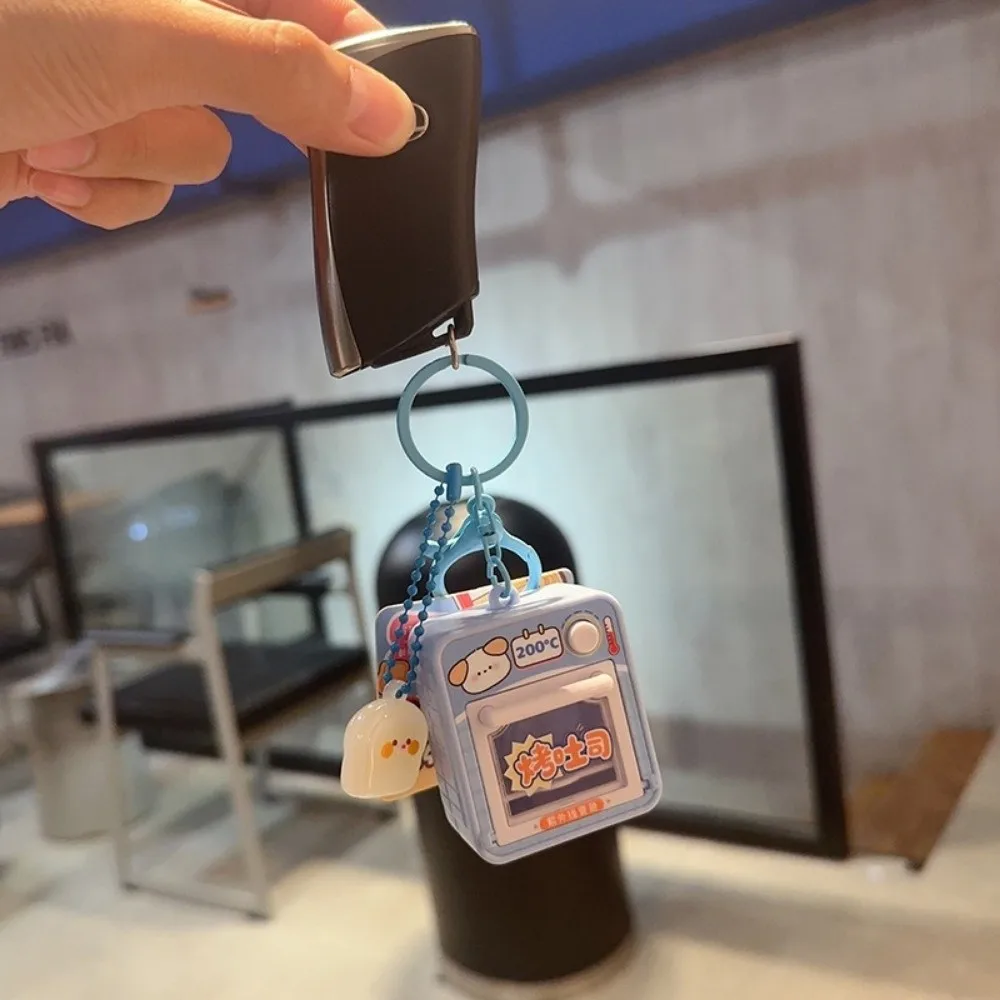 Car Hanging Ornament Cute Mini Oven Keychain Interactive Portable UV Color Changing Keychain Lightweight Mini Kitchen Backpack
