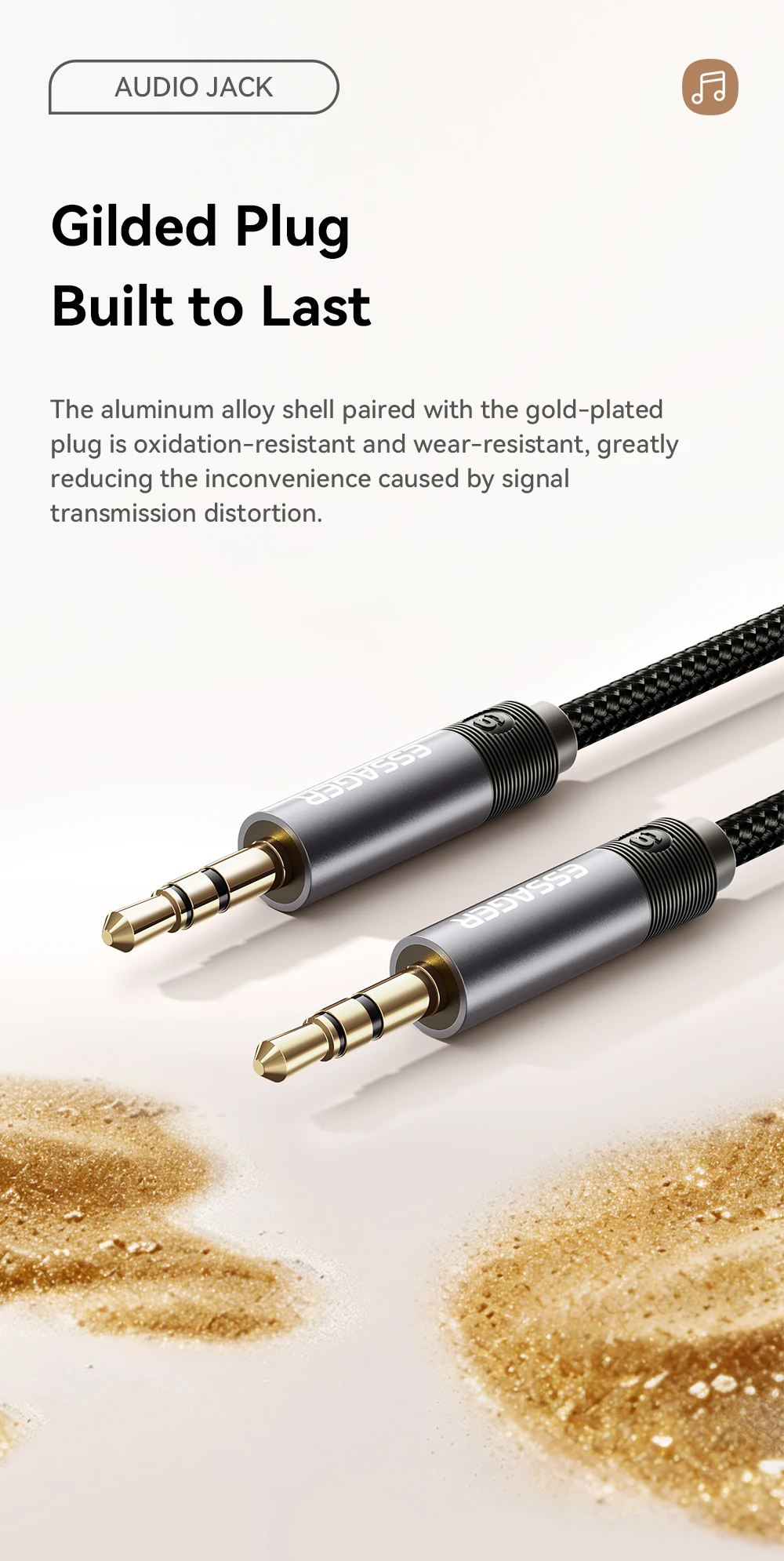 Essager 3,5-mm-Klinken-Audiokabel, 3,5-mm-Stecker auf Stecker, Audio-Aux-Kabel für Telefon, Kopfhörer, Autolautsprecher, Computer, Aux-Kabel 3M 5M – Detail 9