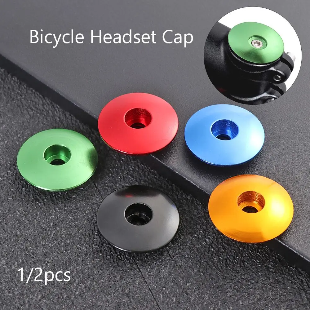 1/2pcs Bicycle Headset Caps Top Cap Cover Headsets Stem Parts Outdoor Aluminum Alloy 28.6mm Dustproof Mountain Bike Accessories