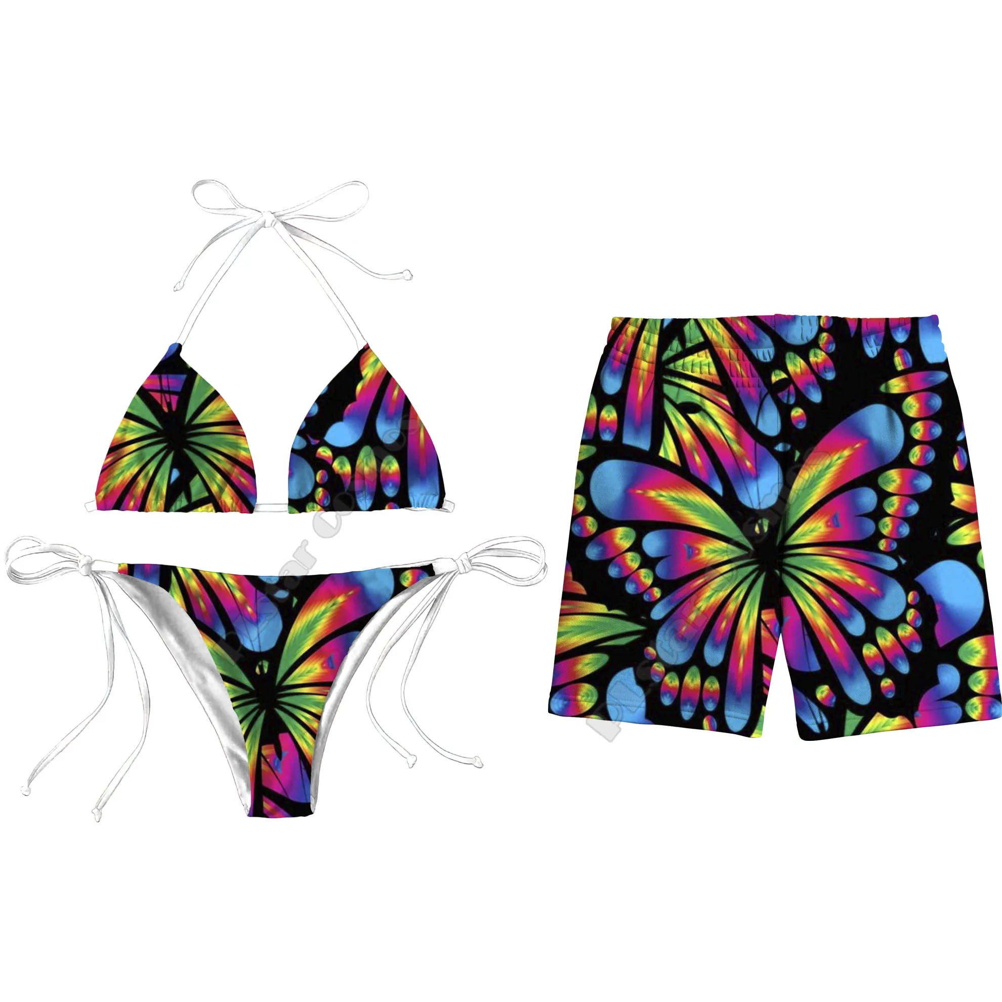 Butterfly Psychedelic 3D All Over Printed Summer Men Shorts For Women Bikini Couple Matching Beach Shorts 01