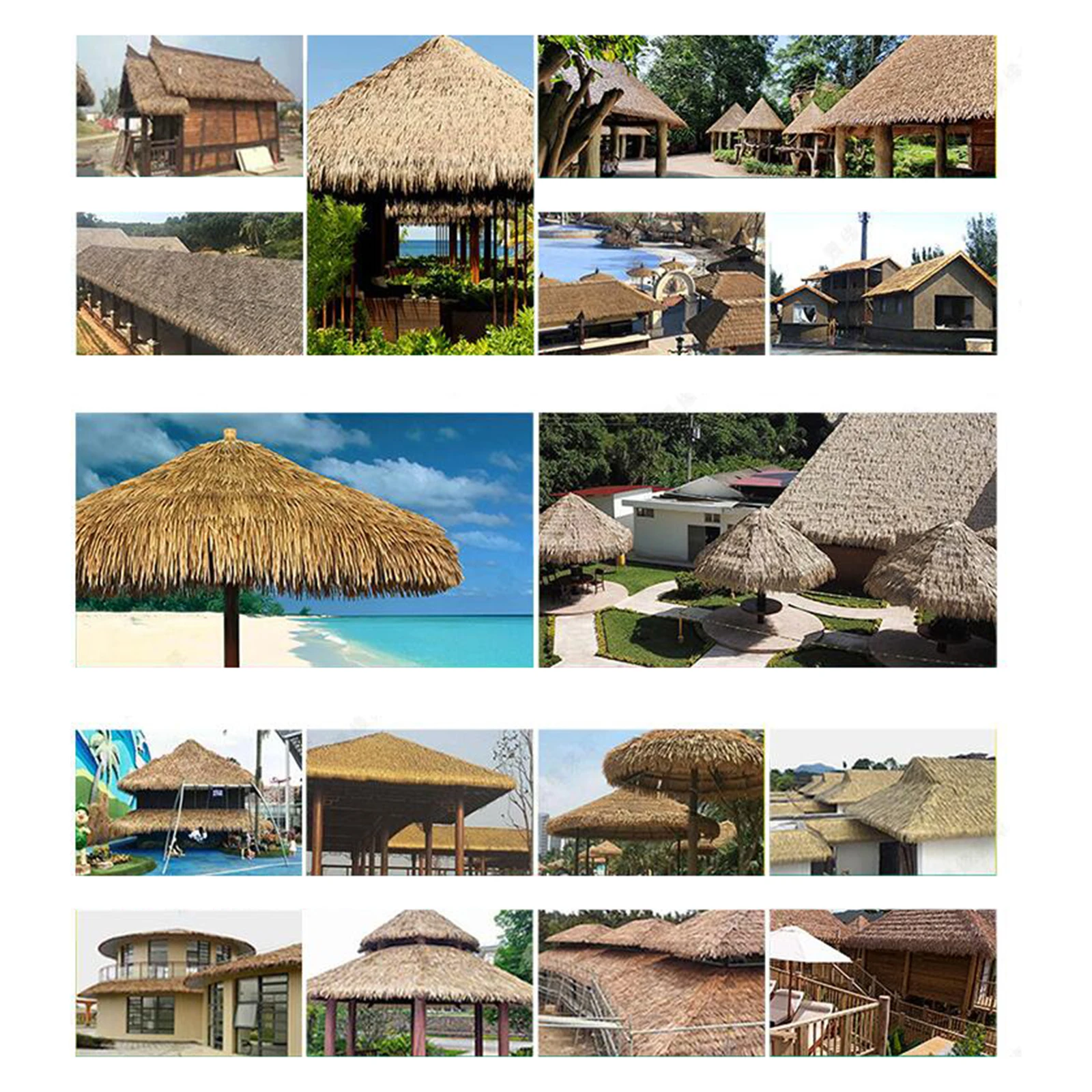 Grass Artificial Thatch Roofing for Outdoor Garden Patio Umbrella Cover 1mx50cm Straw Roof Thatch Simulation Panel Palm Thatch