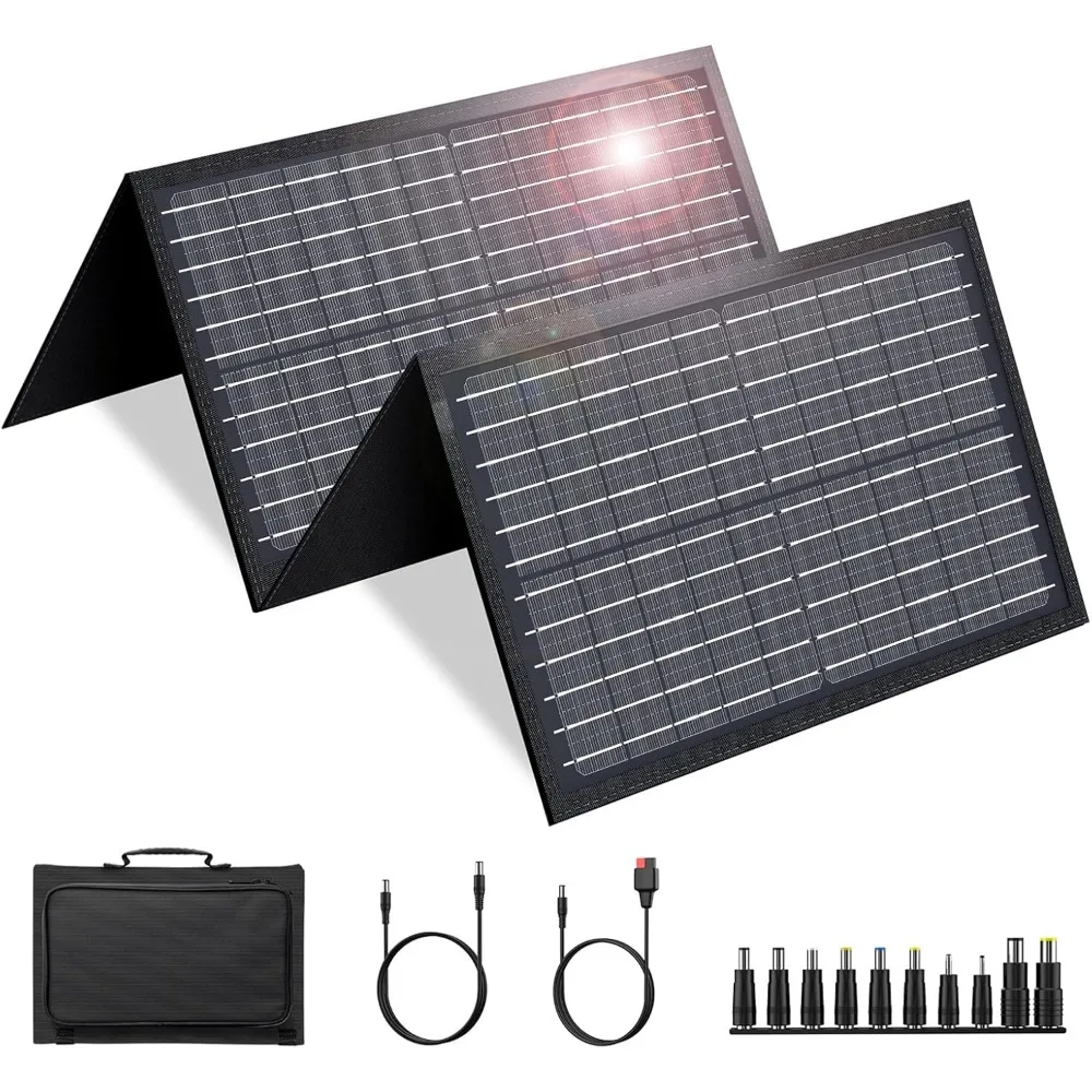 

60W Foldable Solar Panel for Portable Power Stations with 12-18V DC and USB Charging Options