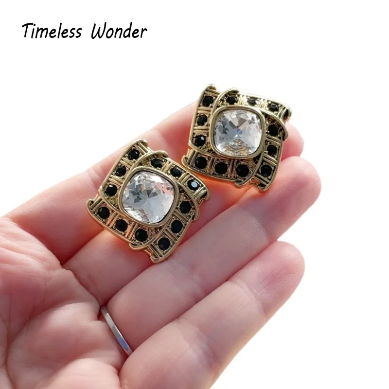 

Timeless Wonder Fancy Zircon Geo Square Stud Earrings for Women Designer Jewelry Runway Gift Brincos Sweet Korean Cute Top 4661