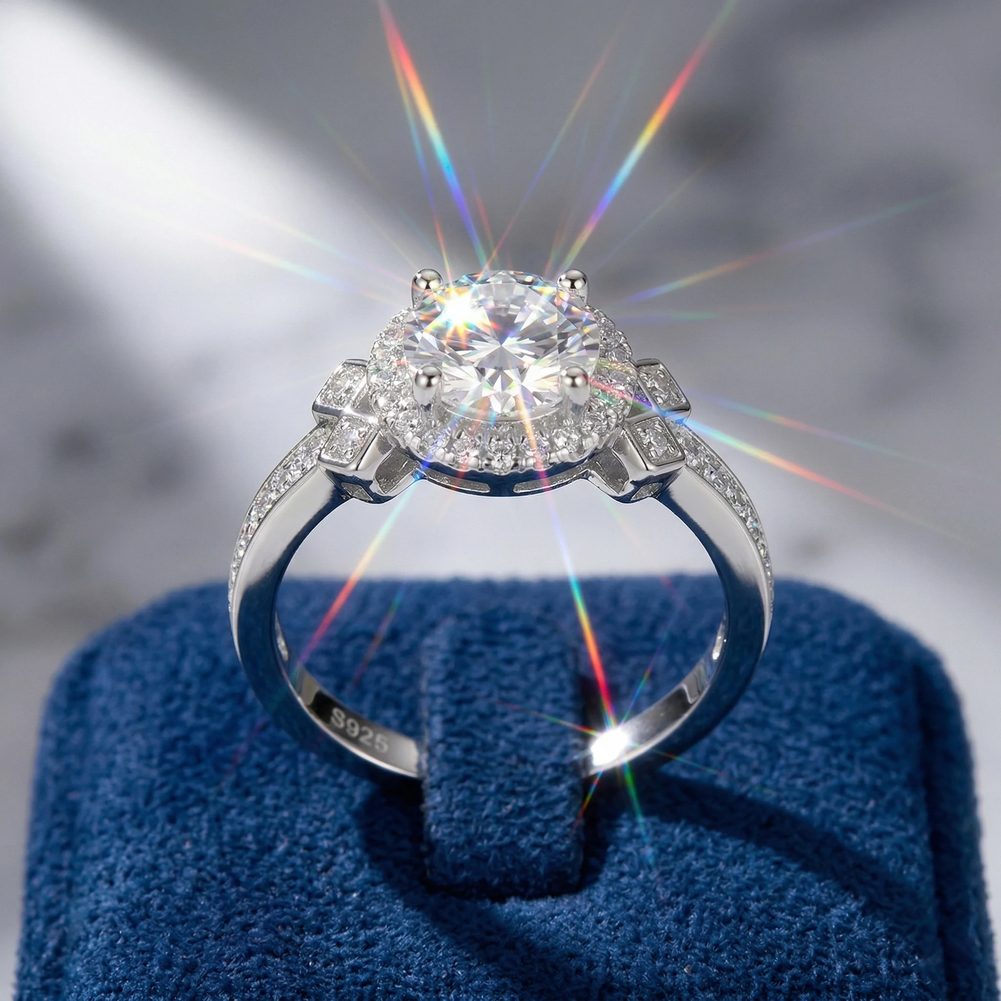 

Moissanite Ring, 925 Sterling Silver, D Color VVS1, 1 Carat, Couple Ring, Light Luxury Engagement Ring, Certificate Quality