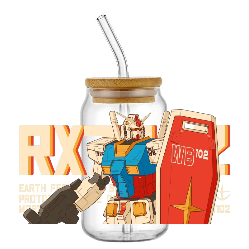 Calcomanías y Envolturas 3D UV DTF de 16oz con Diseños de Robots de Anime Japonés Populares, Ideales para Vasos y Latas de Vidrio, Manualidades Creativas DIY - ¡Gran Venta!
