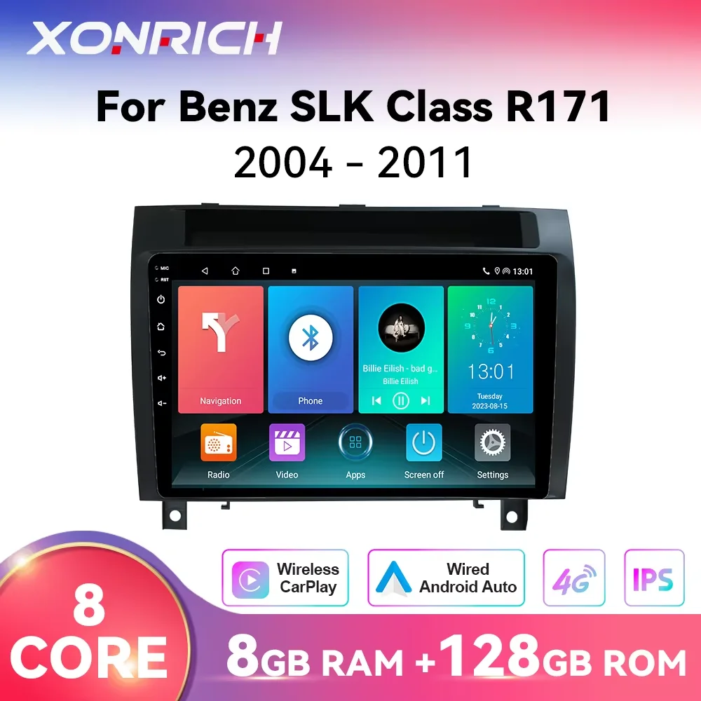 Wireless Carplay Android 14 lettore Autoradio per Mercedes Benz SLK classe R171 2004-2011 SLK 200 280 300 350 Autoradio multimediale