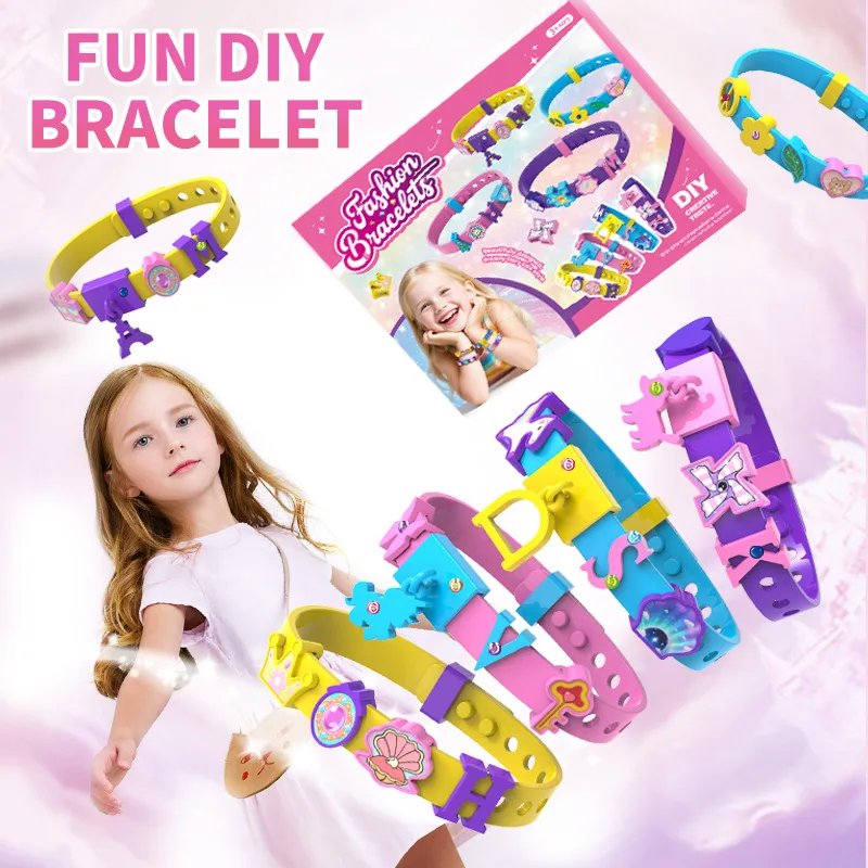 Girls' DIY Beaded Bracelet Kit - 100+ Alphabet Charms & Safe Elastic String, Educational Craft Toy for Ages 3+, Focus Training