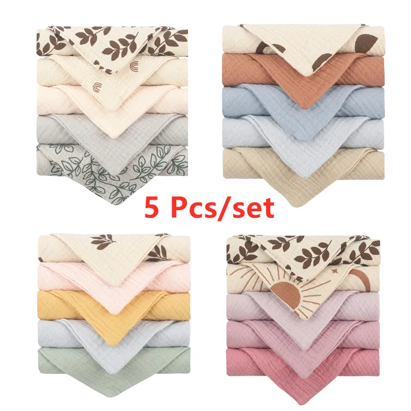 

5 Pcs Towel Baby Facecloth Baby Bath Towel Handkerchief Cotton Burp Cloth Soft Absorbent Gauze Kindergarten Washcloth