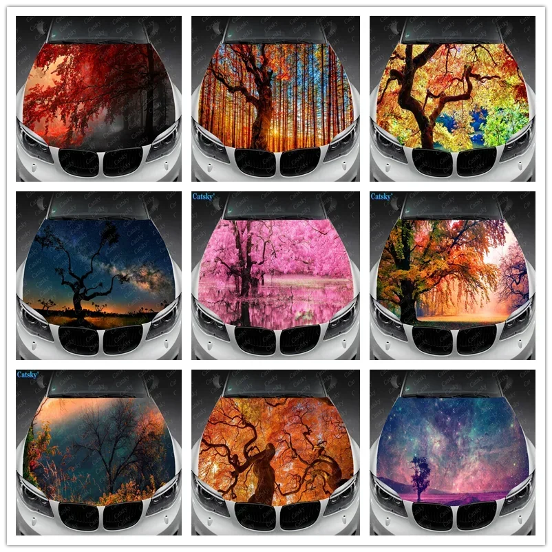 

Pink Blossom Reflection Car Hood Vinyl Stickers Wrap Vinyl Film Engine Cover Decals Sticker Car Auto Accessories