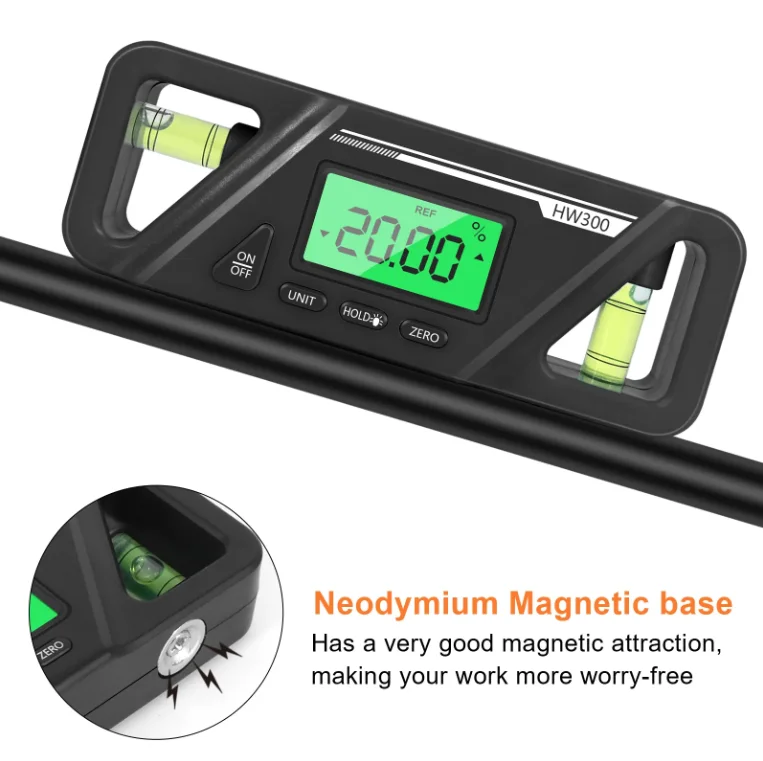 Inclinômetro Digital Transferidor de Ângulo Magnético Nível Base de Alta Precisão Ferramentas de Medida Angle Finder Hw300