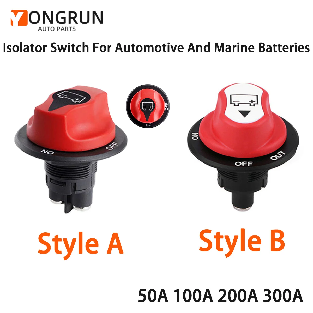 Auto- und Marine-Batterie-Trennschalter, wasserdichter Hauptrennschalter, Stromabschaltung/Aus, mit 50 A, 100 A, 200 A, 300 A