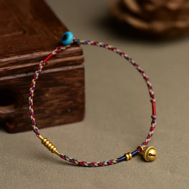 New Small Bell Bracelet Colorful Rope Hand Wave Bracelet Women Men Lovers' Hand Rope Ethnic Style Dropship Jewelry