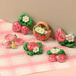 10 Pcs New Kawaii Sparkling Ice Transparent Small Flower Strawberry Resin Scrapbook Diy Jewelry Gift Hairpin Accessories A95