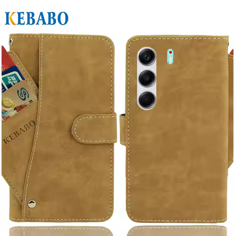 Vintage Leather Wallet Tecno Camon 40 Pro 5G Case 6.78" Flip Luxury Card Slots Slip-resistant Cover Phone Protective Cases Bags