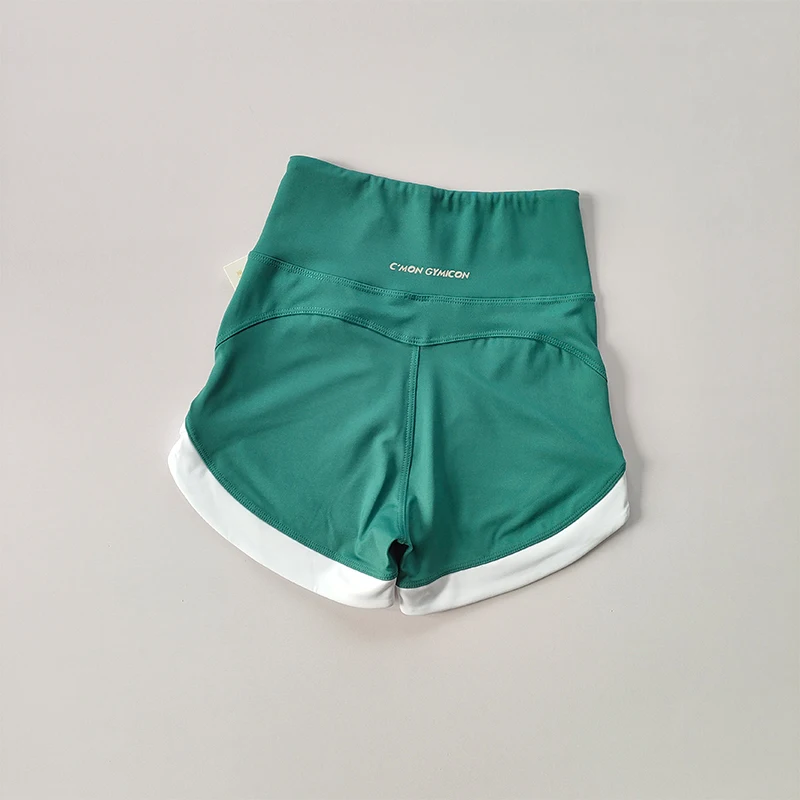 Hochgeschnittene Kontrast-Sportshorts für Damen-Fitness im Sommer, Rote Yoga-Dreiteiler-Hose, Atmungsaktiv und Lässig Tragbar – Detail 4