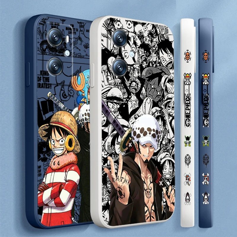 Art One Piece Luffy Sanji Liquid Left Rope For OPPO Find X6 X5 X3 A98 A96 A94 A93 A77 A76 A74 A72 A57 A53 A16 5G Funda