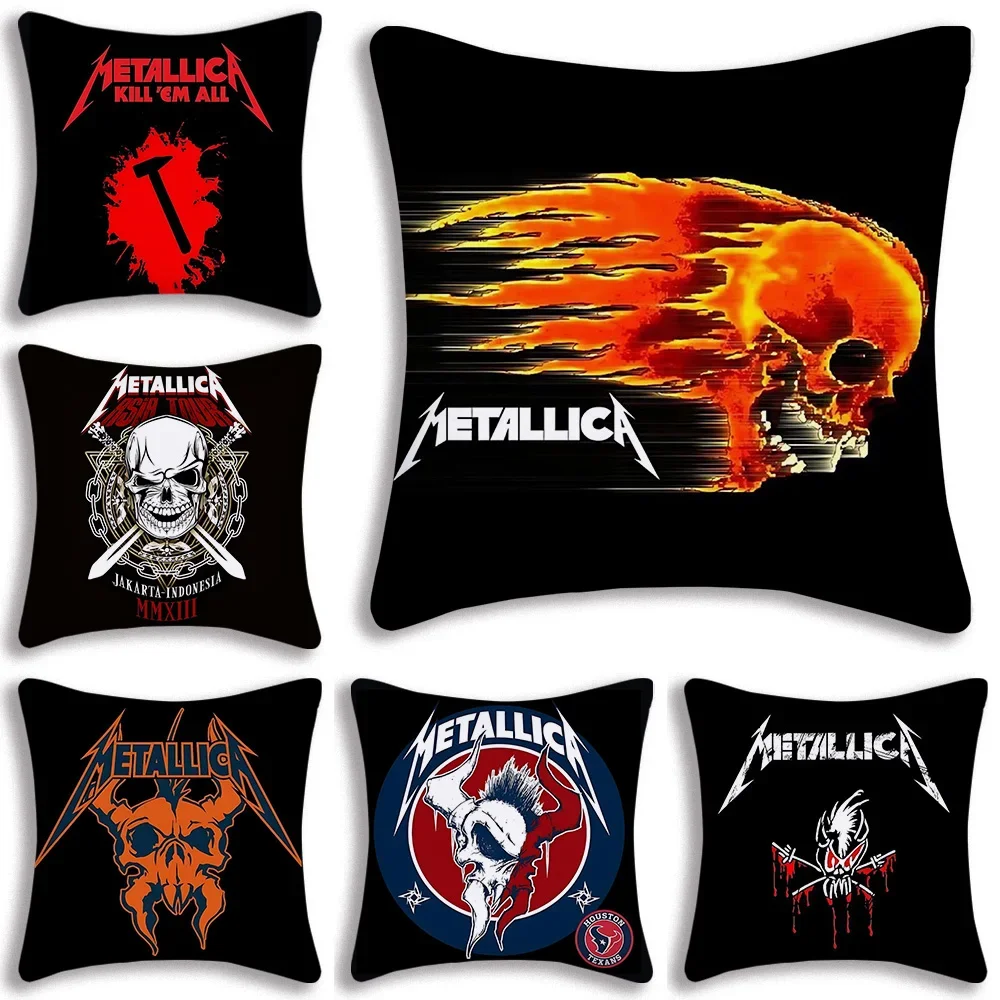 Pillow Covers Heavy Metal Band M-metallicas Cartoon Sofa Decorative Home Double-sided Printing Short Plush Cute Cushion Cover