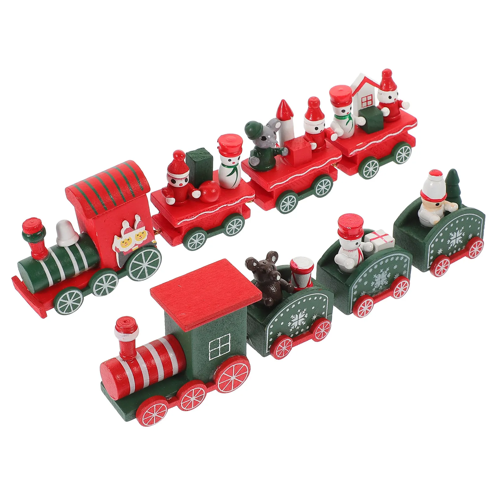 

2Sets Cartoon Christmas Train Decor Colorful Wooden Scene Ornament Kids Fun Desktop Decoration Christmas Train Decor