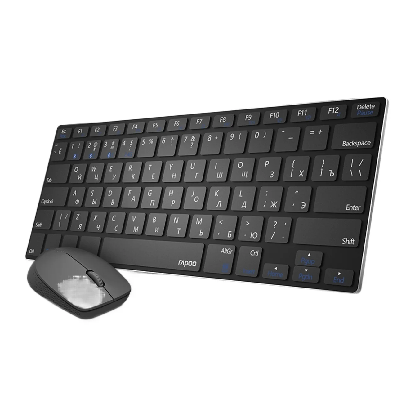 Top! 9000M Mini Multi-Mode Silent Wireless Alloy Base Keyboard Optical Mouse Combo Connect to 3 Devices English/Russian Layout