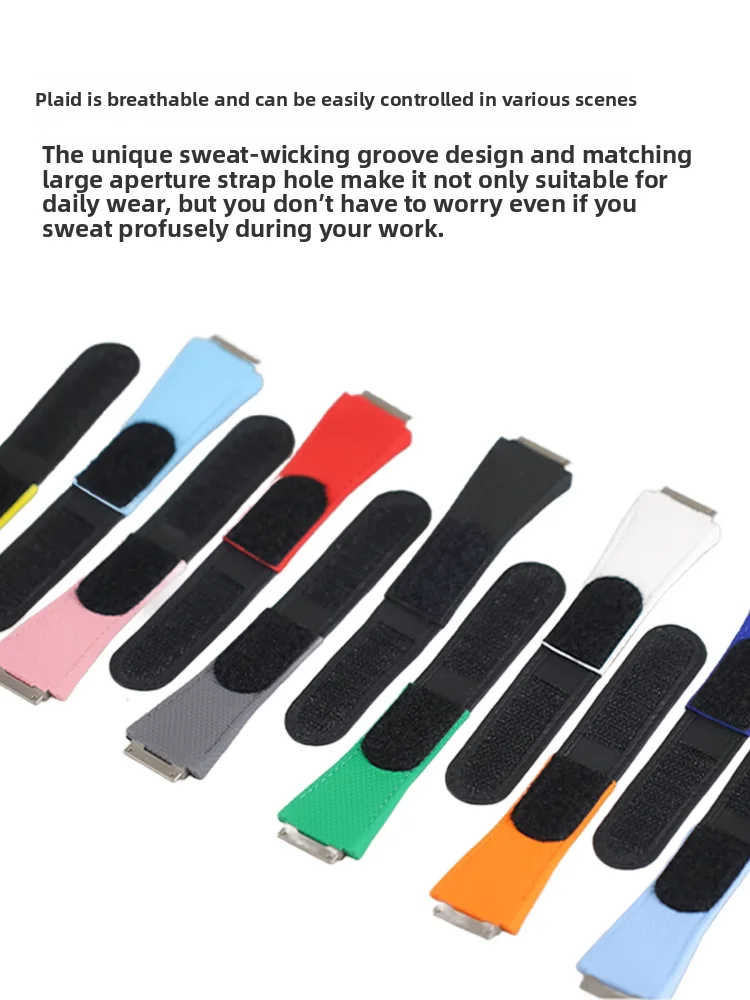 Custom Elastic Fkm Fluor Rubber Nylon Strap Hook Loop Metal adapter For Richard Mille RM67-02 01 Rm011 030 035 Rm055 Watch band